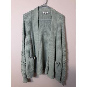 Madewell size medium Bobble Cardigan Sweater in a sage mist green 100% cotton